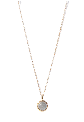 Sterling silver gold labradorite cabochon necklace